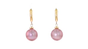 11.5-12.5mm Pink Cultured Pearl Drop Earrings in 14kt Yellow Gold