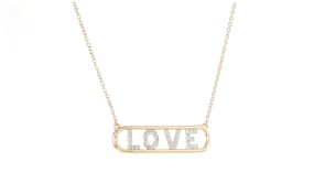 15 ct. t.w. Diamond Love Plate Necklace in 18kt Gold Over Sterling