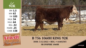 Lot #92K - B 756 1060H KING 92K