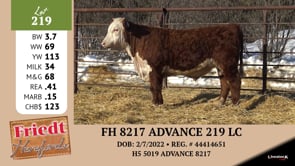 Lot #219 - FH 8217 ADVANCE 219 LC
