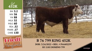 Lot #452K - B 76 799 KING 452K