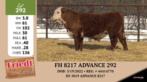 Lot #292 - FH 8217 ADVANCE 292