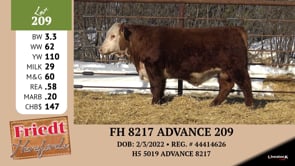 Lot #209 - FH 8217 ADVANCE 209