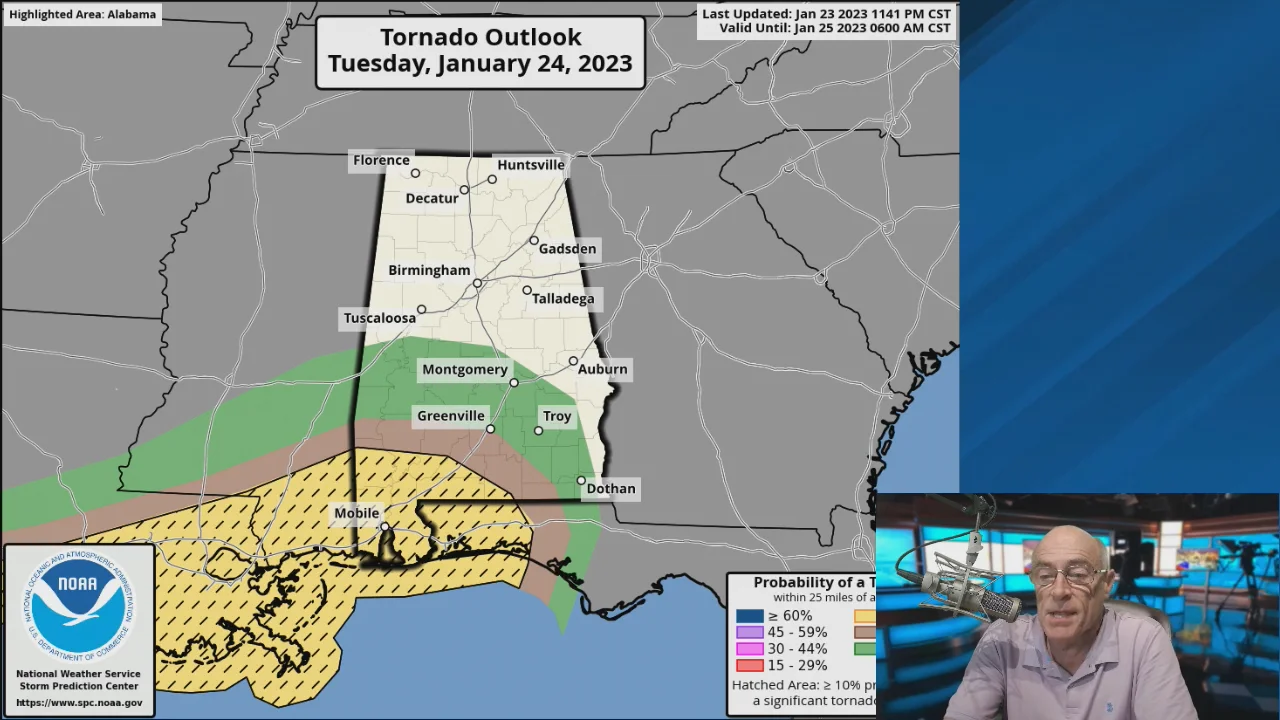 James Spann says severe weather possible in southwest Alabama tonight