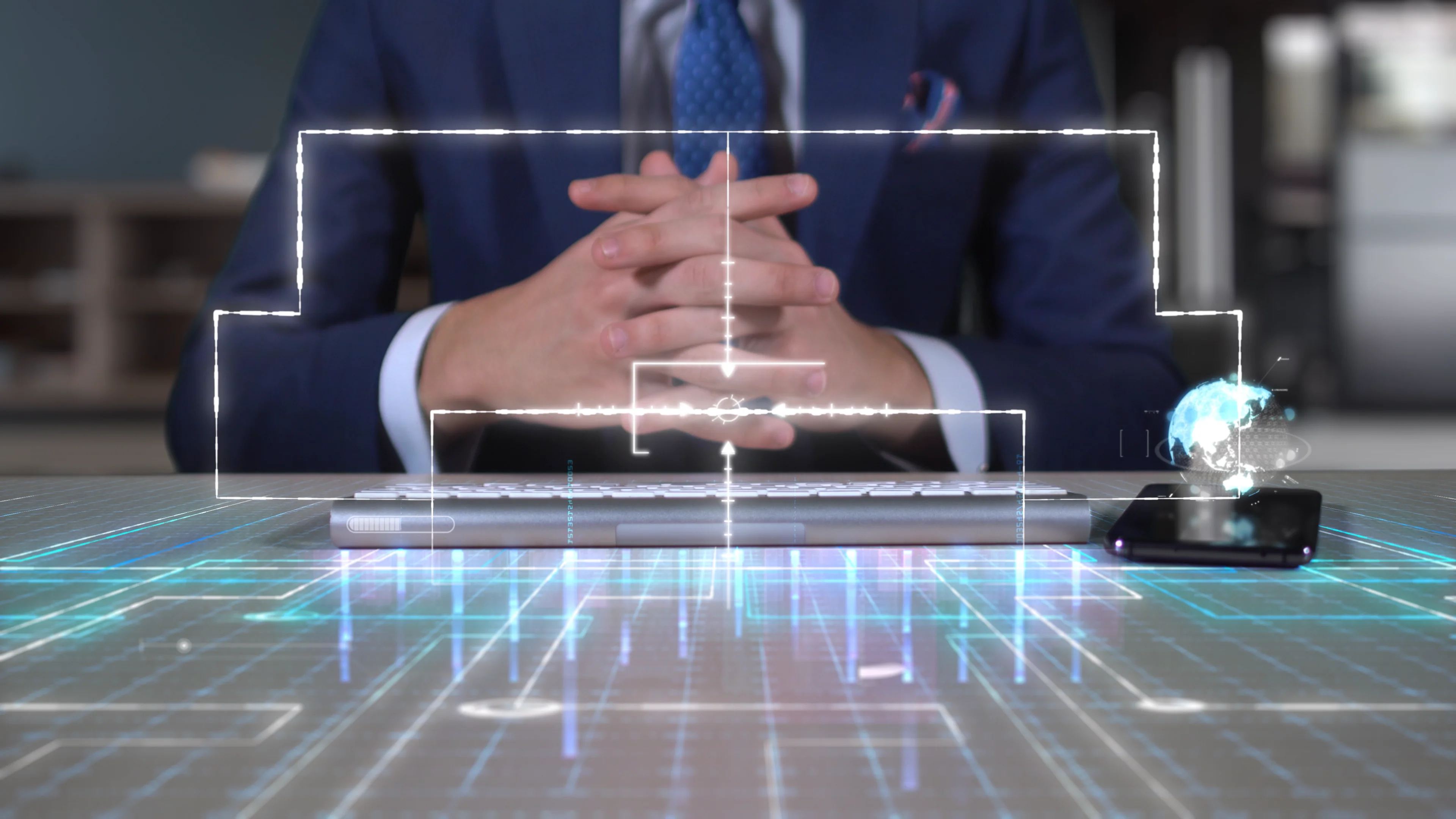 businessman-writing-on-hologram-desk-tech-word-ba-2022-08-03-20-22-40 ...