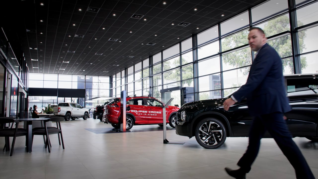 Corporate event video example from the Australian Motors Mitsubishi building launch