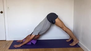 Downward Facing Dog Pose with Head on Slanted Block - Video Clip from Roger Cole's Weekly Class 8-17-2021