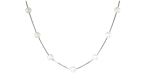 6-6.5mm Cultured Pearl Station Necklace in Sterling Silver
