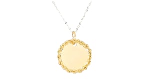 Italian 14kt Yellow Gold Personalized Roped- Circle Pendant Necklace