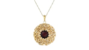 Italian 4.50 Carat Garnet Byzantine Pendant in 14kt Yellow Gold