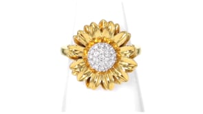 25 ct. t.w. Diamond Sunflower Ring in 18kt Gold Over Sterling