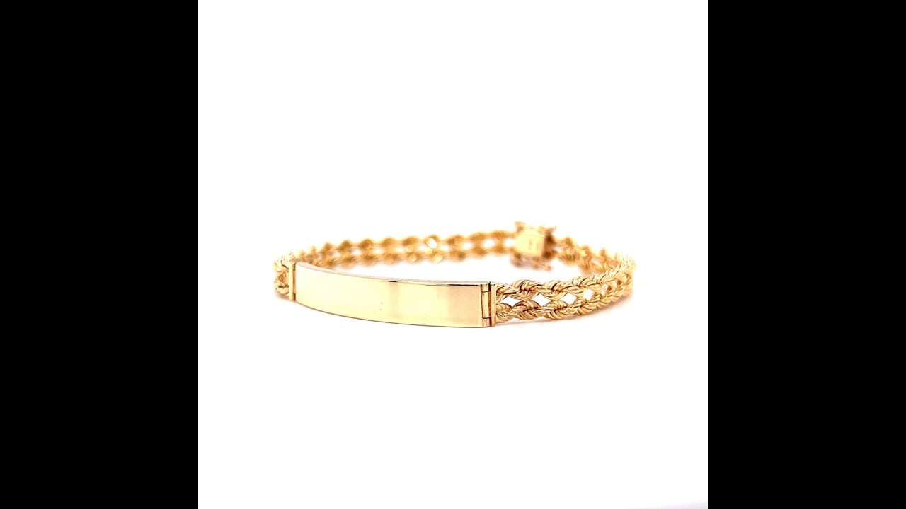 Braided Chain ID Tag Bracelet in 14k Yellow Gold – Filigree Jewelers