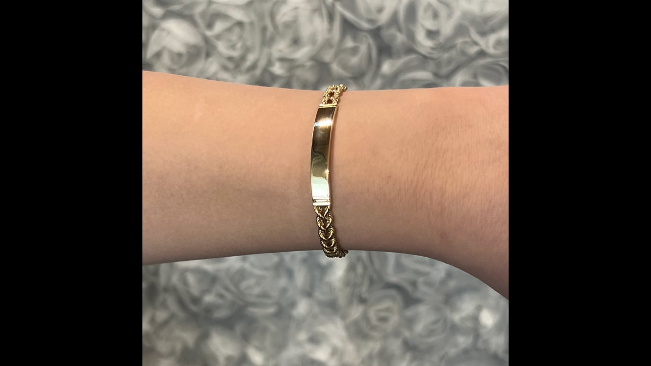 Braided Chain ID Tag Bracelet in 14k Yellow Gold – Filigree Jewelers