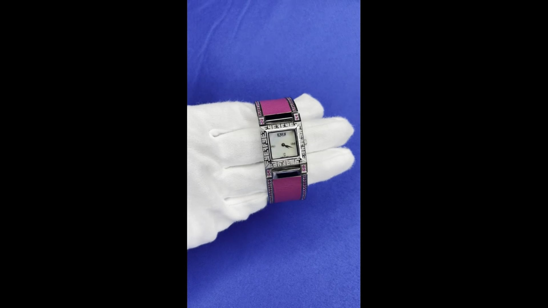 Pink Sapphire and Diamond Pave Dial Luxury Swiss Quartz 