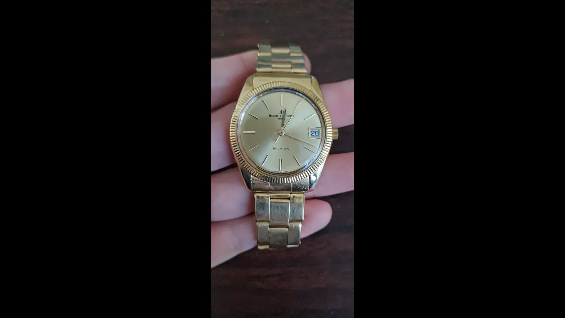 Solid 18k Gold Baume Mercier Baumatic For Sale at 1stDibs