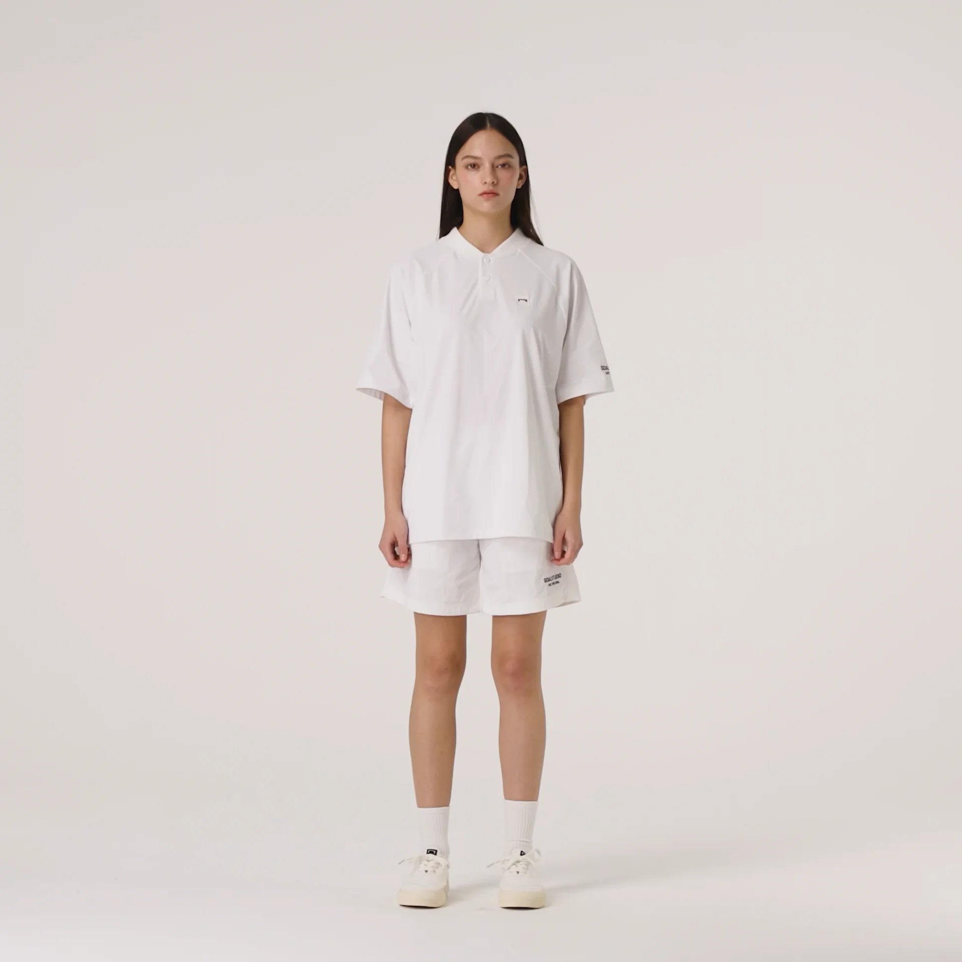 SALE 40%] AIR DRY HENLEY-NECK TEE-WHITE - GOALSTUDIO