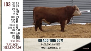 Lot #103 - GR ADDITION 5071