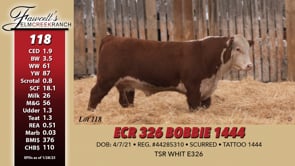 Lot #118 - ECR 326 BOBBIE 1444 ***OUT***