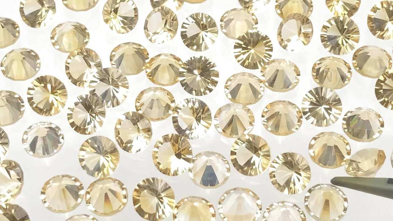 シトリン ルース ラウンド コンケーブカット8×8mm 2粒|天然石 シトリン ルース ラウンド コンケーブカット8×8mm 2粒|天然石