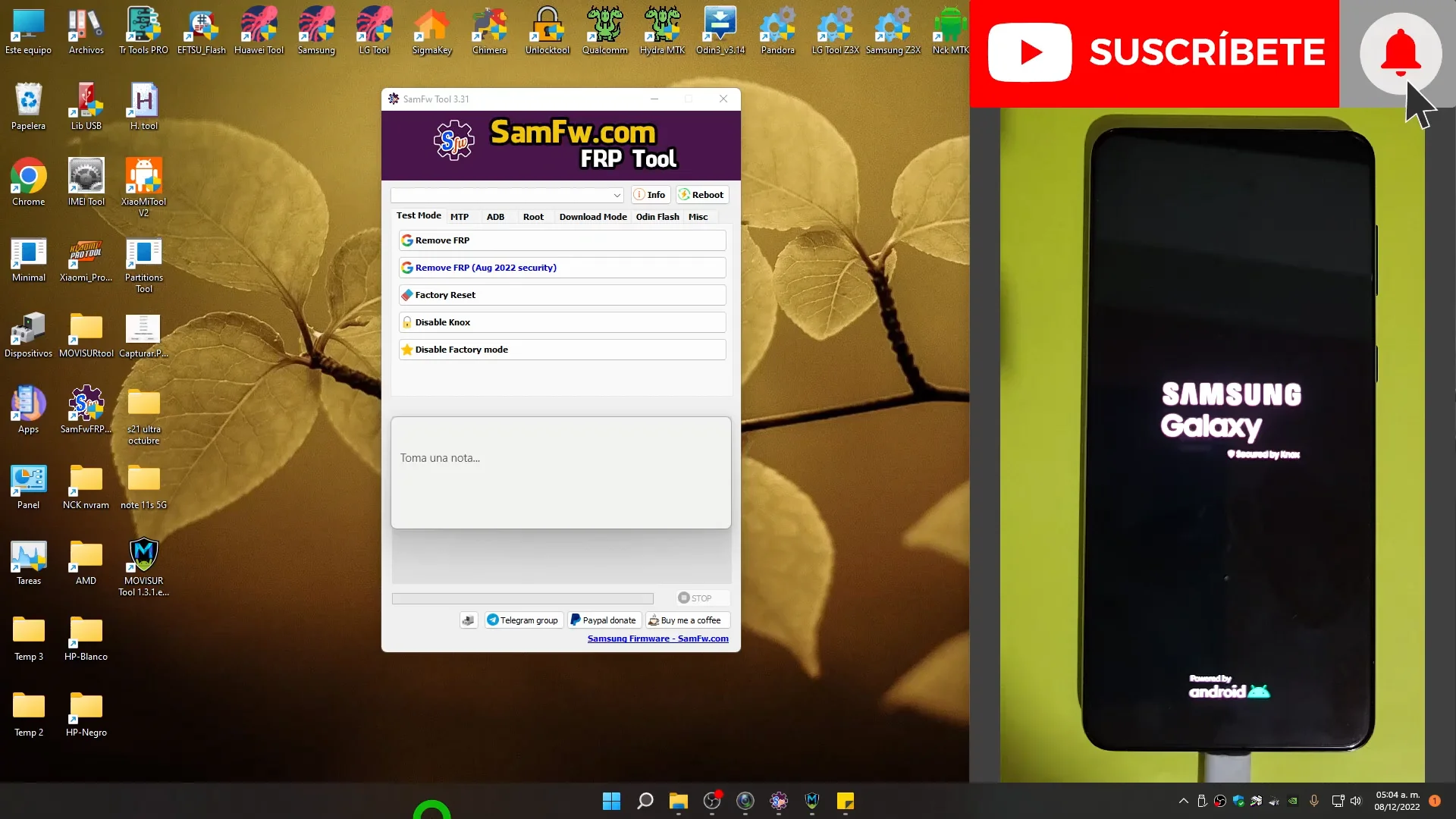 Bypass KG LOCKED samsung Android 12 v2 All security Guía de uso