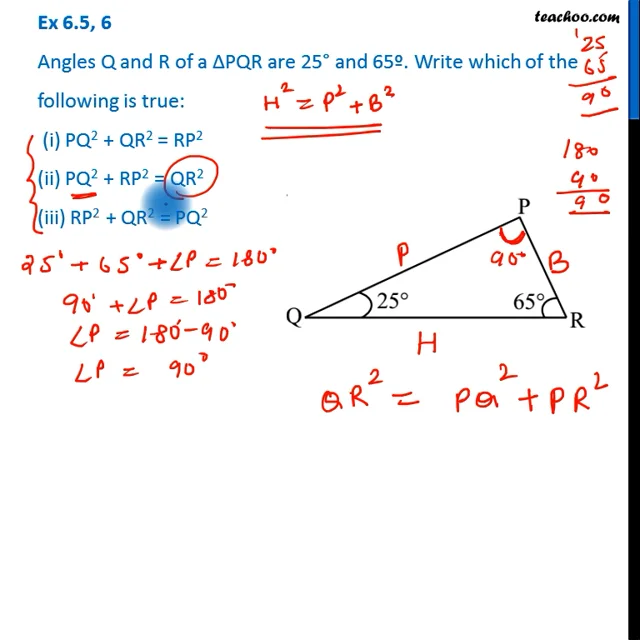 Right Triangle degrees 25, 65, 90