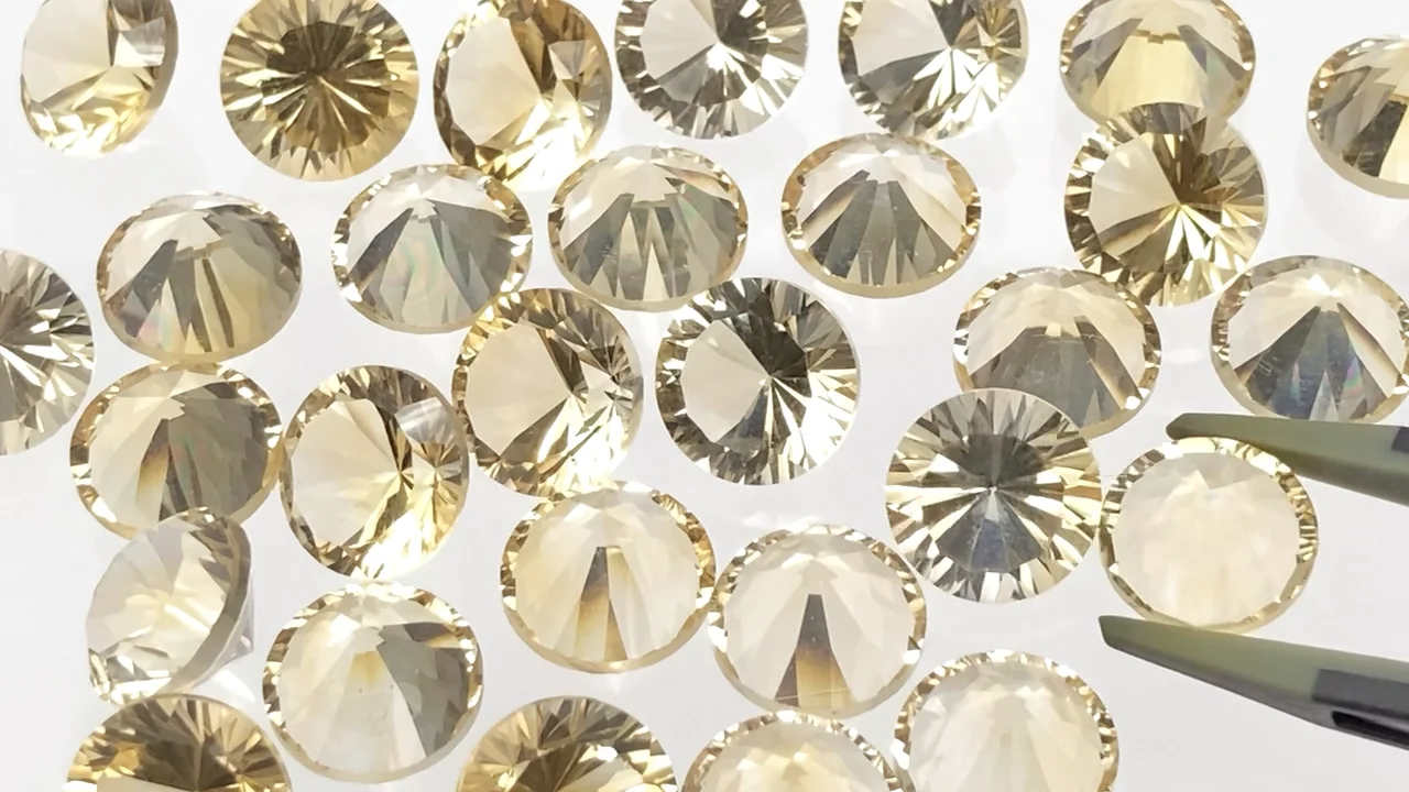 シトリン ルース ラウンド コンケーブカット10×10mm 1粒｜天然石