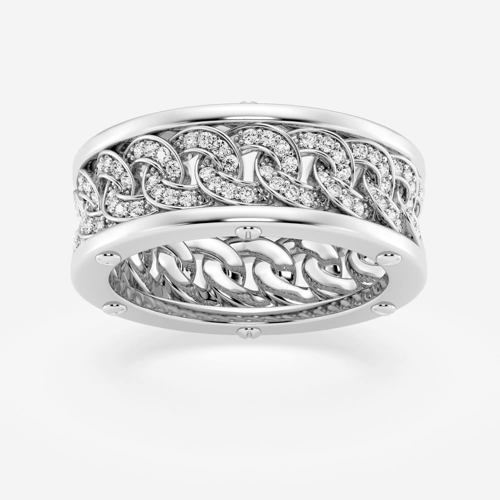Men's 14k Gold Eternity Band With Lab Grown Diamonds - 1.85 Carat Total Weight, Channel Set, Size 8.4mm Width