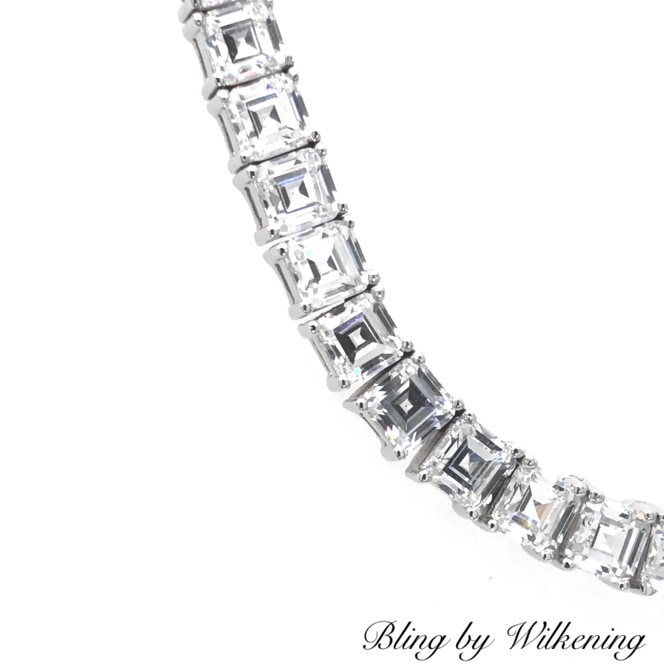 Silver Classic Tennis Necklace with Double Security Clasp 18