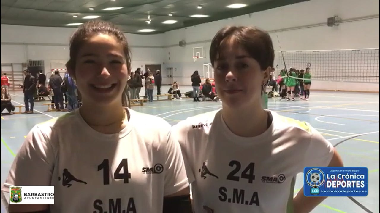IRENE y CARLA (Jugadoras Equipo Voleibol Femenino SMA Barbastro) CASTELSERAS - SMA / Victoria trabajada de las jugadoras barbastrenses por 25-15 / 20-25 / 25-22 / 25-18 "Jornada 11 - 2ª División Juvenil Femenina Aragonesa"