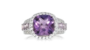 3.60 ct. t.w. Amethyst and .30 ct. t.w. White Topaz Ring with Diamond Accents in Sterling Silver