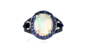 Opal and 1.30 ct. t.w. Sapphire Ring in Sterling Silver