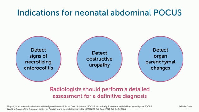 What are the indications of neonatal abdominal POCUS?