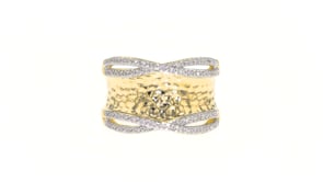 13 ct. t.w. Diamond Hammered Ring in 18kt Yellow Gold Over Sterling Silver