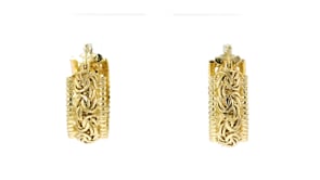 18kt Gold Over Sterling Beaded-Edge Byzantine Hoop Earrings. 1