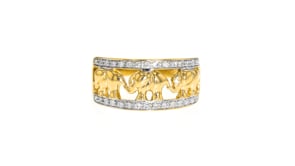 20 ct. t.w. Diamond Elephant Motif Ring in 14kt Yellow Gold