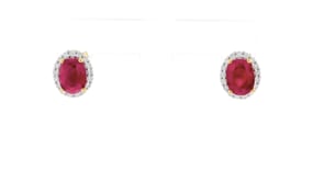 3.20 ct. t.w. Burmese Ruby and .51 ct. t.w. Diamond Earrings in 18kt Yellow Gold