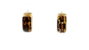 Italian Leopard-Print Enamel Hoop Earrings in 18kt Gold Over Sterling. 78