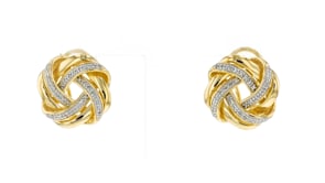 20 ct. t.w. Diamond Love Knot Earrings in 18kt Yellow Gold Over Sterling