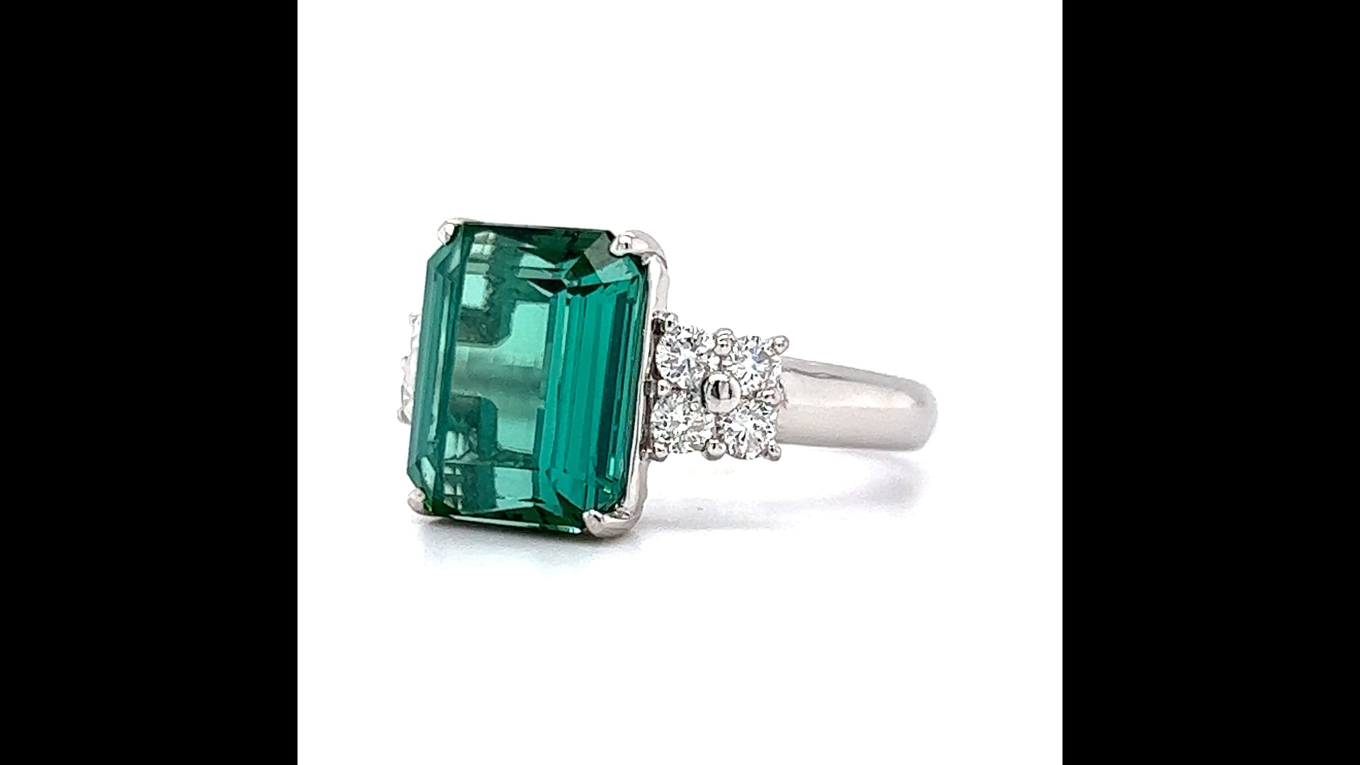 FuraFura2525 ページPt900Green Tourmaline 3.26 Emerald Cut Green Tourmaline Cocktail Ring 18k
