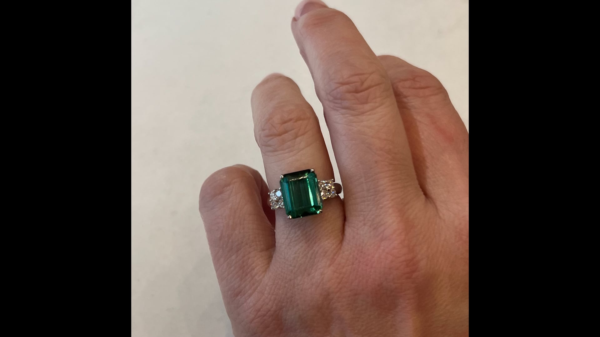Modern Emerald Cut Tourmaline Cocktail Ring in Platinum