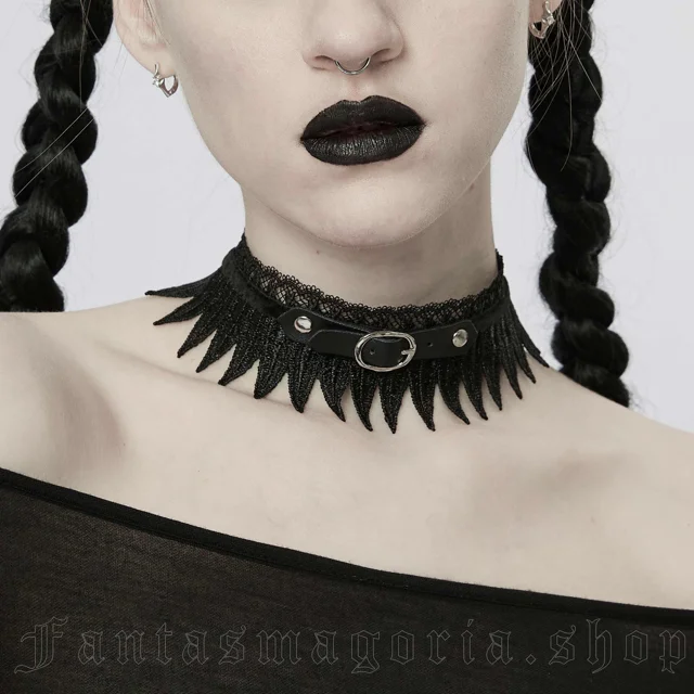 Sexy Goth Lace Up Choker Necklace