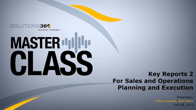 Report II: Key Reports for Sales and Operations