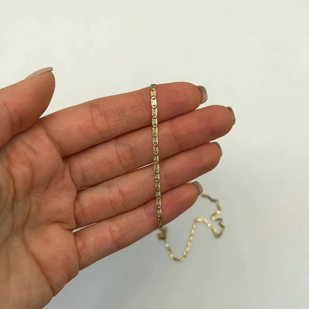 14K Tri-Color Gold Diamond-Cut Valentino Chain Necklace 16