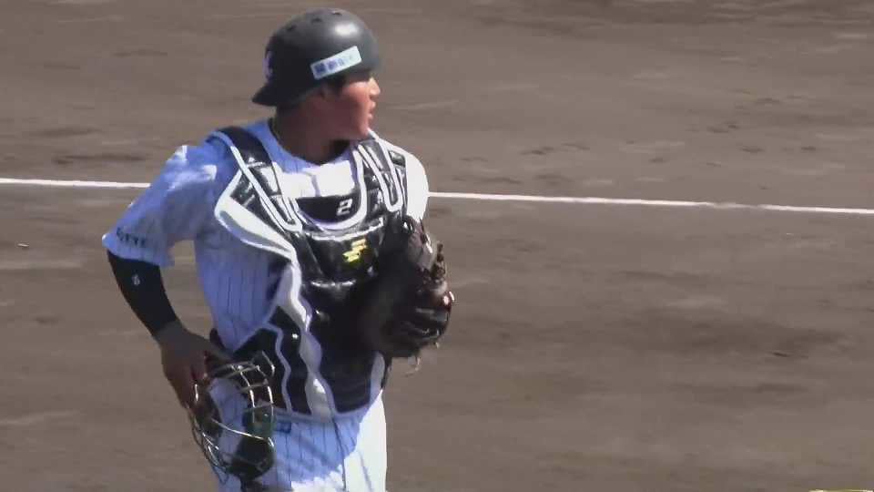 【交流試合】ストライク送球!! マリーンズ・松川虎生 正確な送球で盗塁阻止!!  2023年2月12日 千葉ロッテマリーンズ 対 楽天モンキーズ