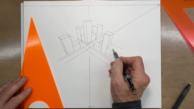 Drawing boxes in two-point perspective - Jon Messer Art Class