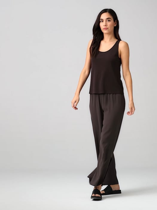 EILEEN FISHER WOMENS Silk Tank Top Size M Black Scoop Neck Sleeveless  Pullover $29.88 - PicClick