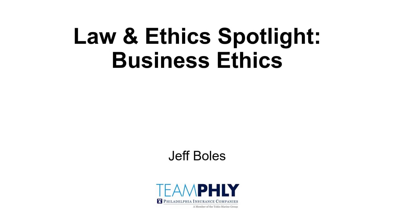 Login to view Law & Ethics Spotlight: Business Ethics