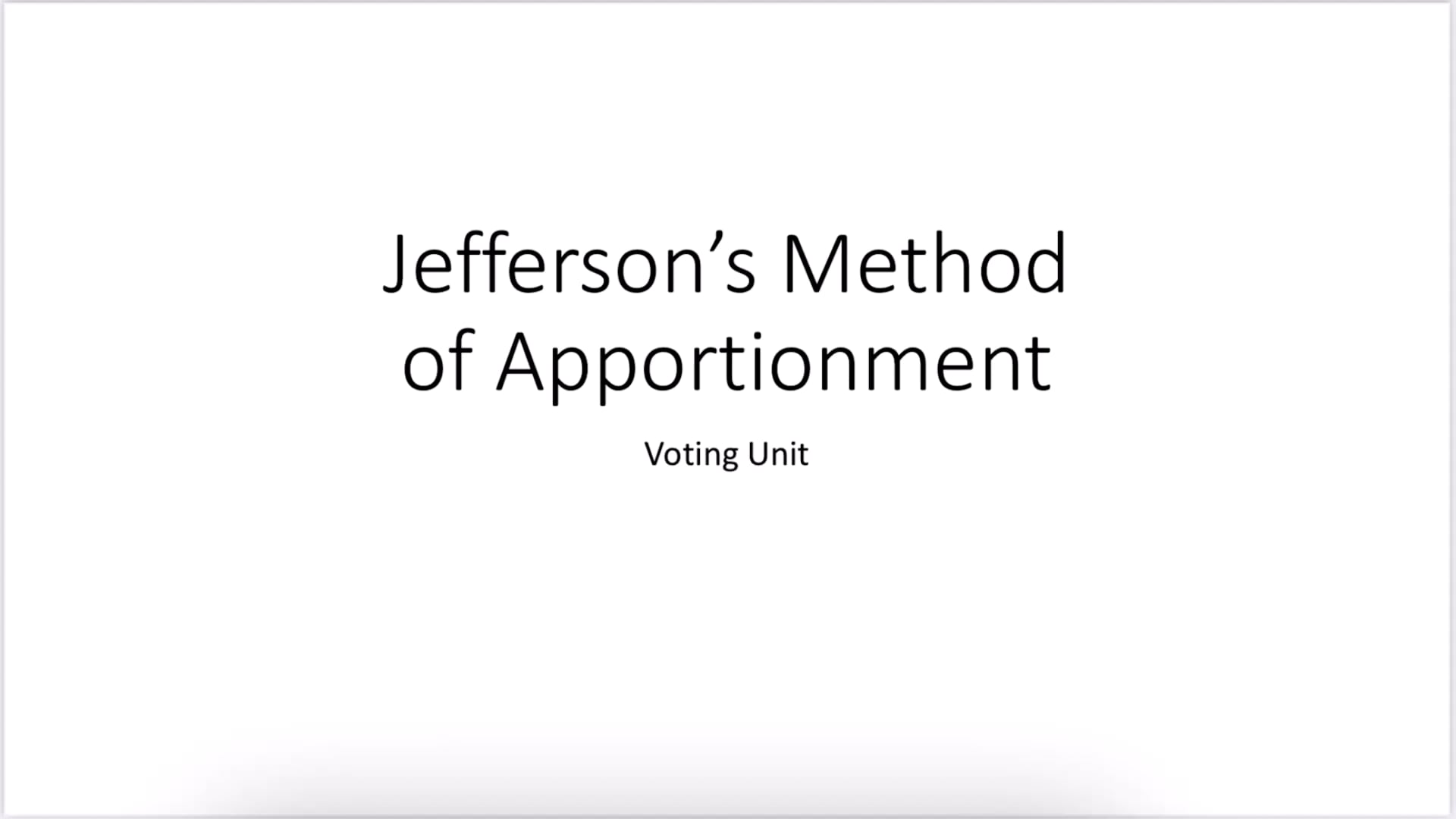 Jefferson's Method Of Apportionment On Vimeo