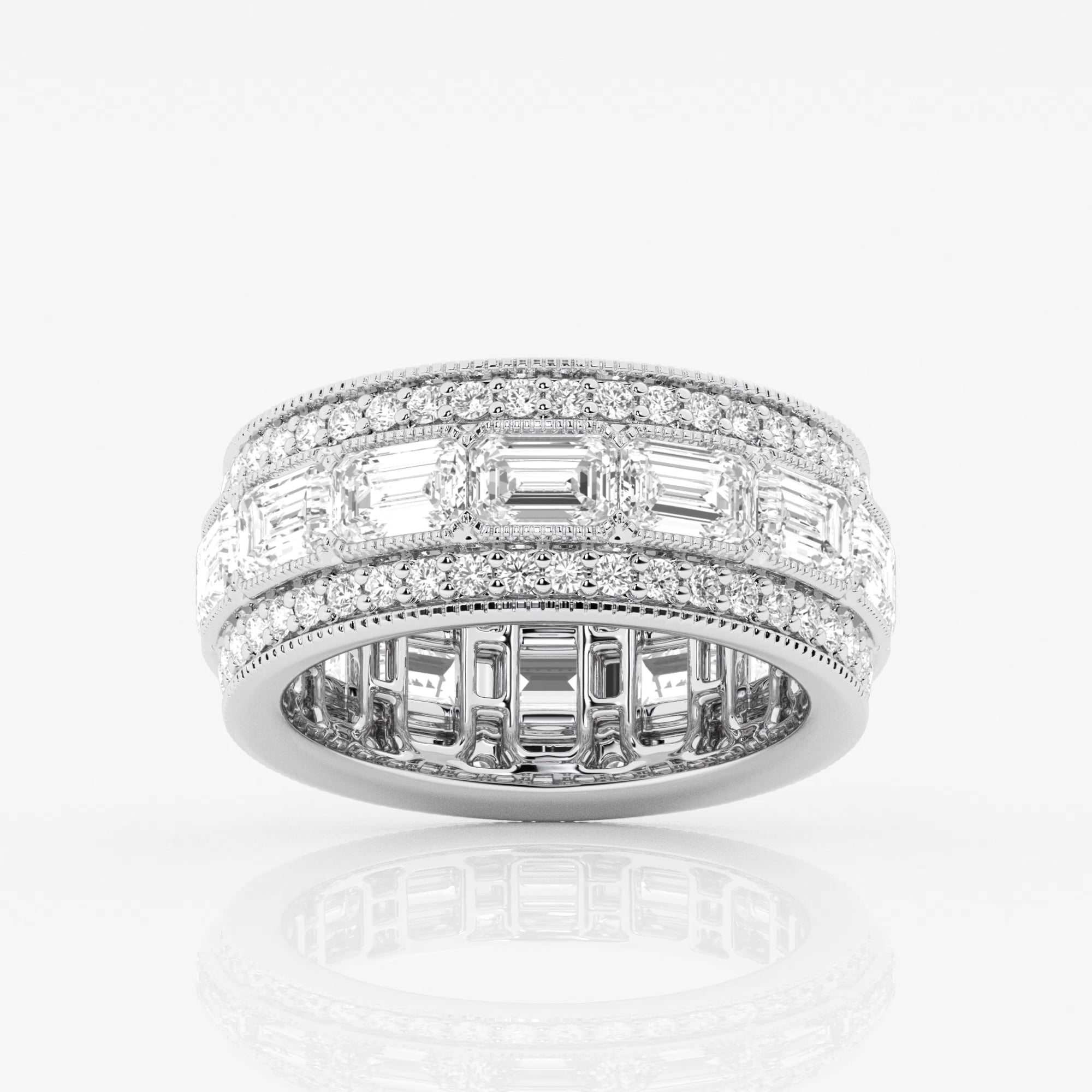 5 1/3 ctw Emerald Lab Grown Diamond Triple Row Eternity Band - 8.7mm ...