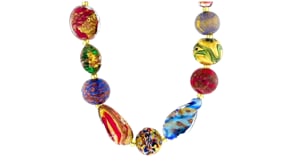 Italian 4-18mm Multicolored Murano Glass Bead Necklace with 18kt Gold Over Sterling